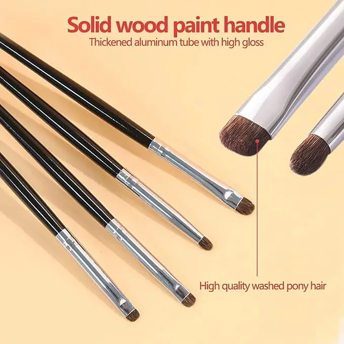 HXE-27 Factory new ergonomic handle small head dense pony hair eye detail makeup brushes 4pcs eye shadow brush kit for eyeliner