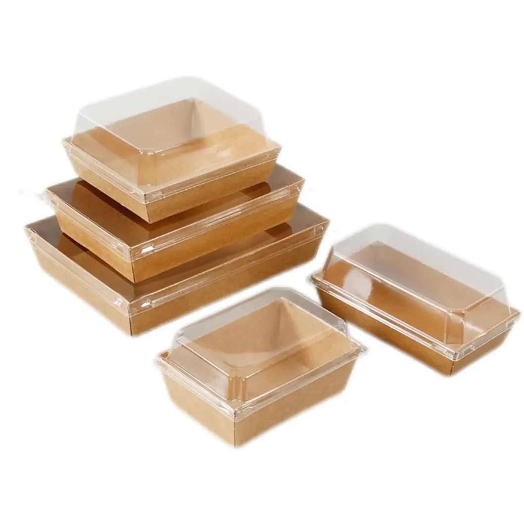 Wholesale Disposable Custom Dessert Boxes Swiss Roll Cake Slice Baking Boxes with Clear Lid Sandwich Box Packaging