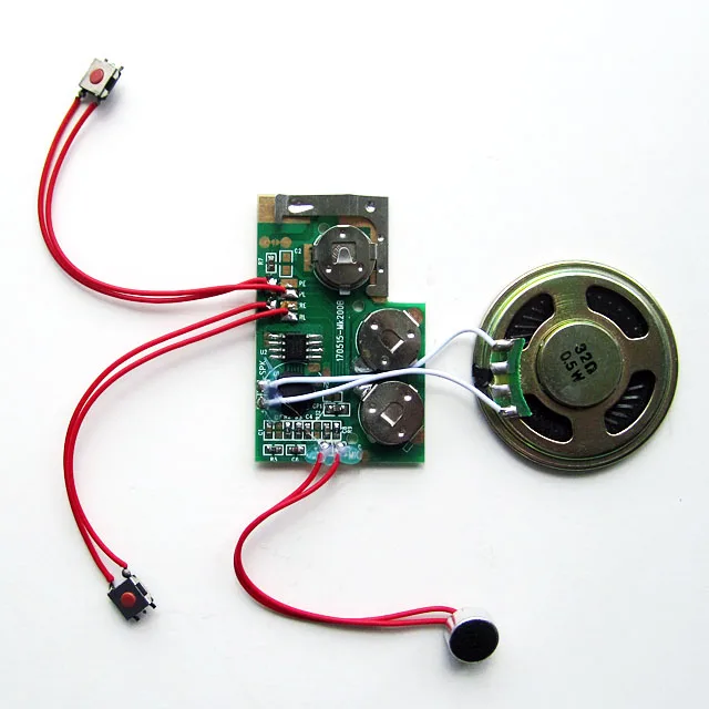 60s Re-recordable voice module with mini microphone for paper printed recording card and voice toy for voice message leaving
