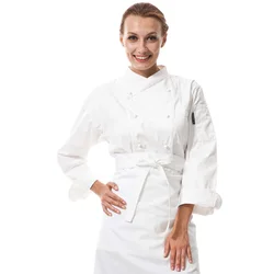 CHECKEDOUT Contrast color long sleeve french cuff Chef uniform for restaurant and hotel