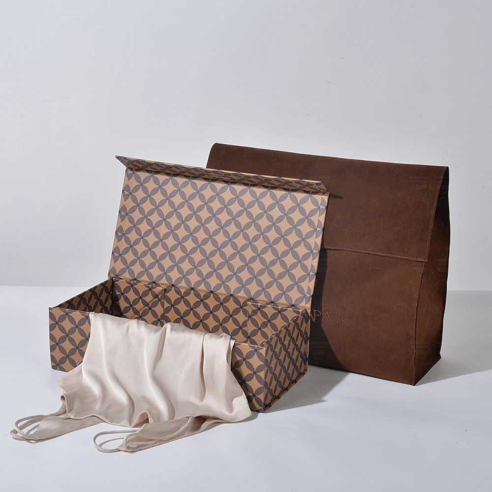 Lionwrapack High-Quality Storage Boxes Customizable Logo, Foldable Design, Magnetic Closure, and Deerskin-Like Pouch