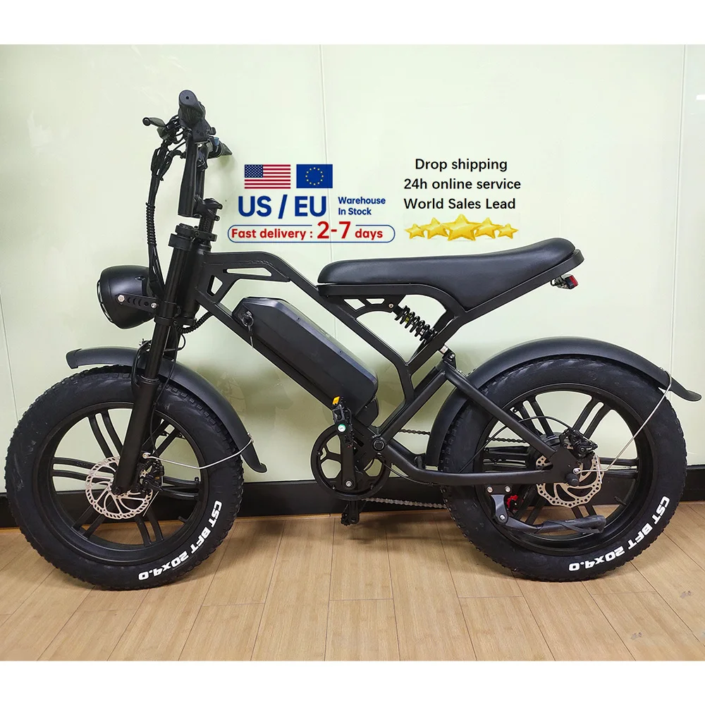 EU Warehouse V20 Electric Bike Fat Tire Mountain Off-road Ebike Sport City Bicycle 250W E