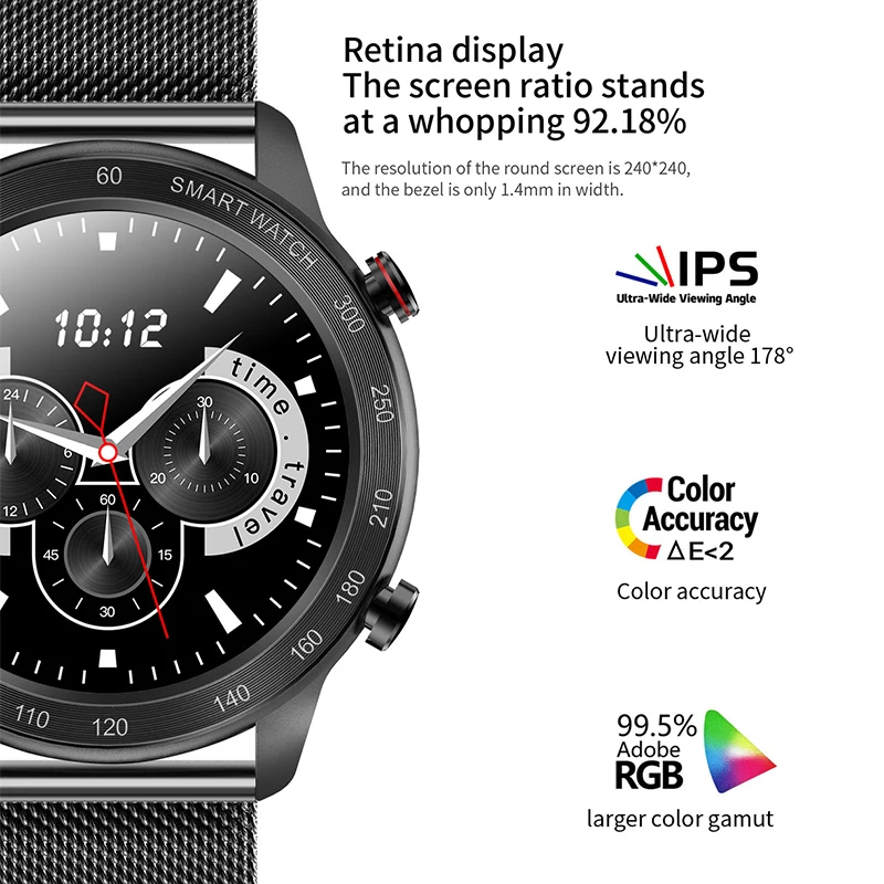 Smart Watch 1.28 Inch Round Screen IP68 Waterproof Health Monitor Smart Watch With Music Player