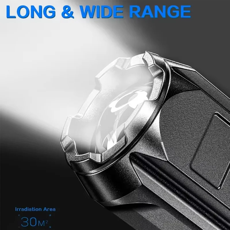 Outdoor ABS Strong Flashlight Functional Zoom Ultra Bright Flashlight Torches Flashlight Rechargeable for Camp