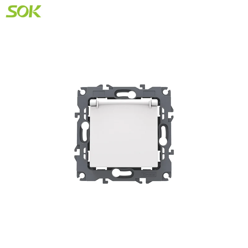 16A 250V Schuko Power Outlet W/ Lid 1 gang electric switch socket wall screwless terminal wall socket