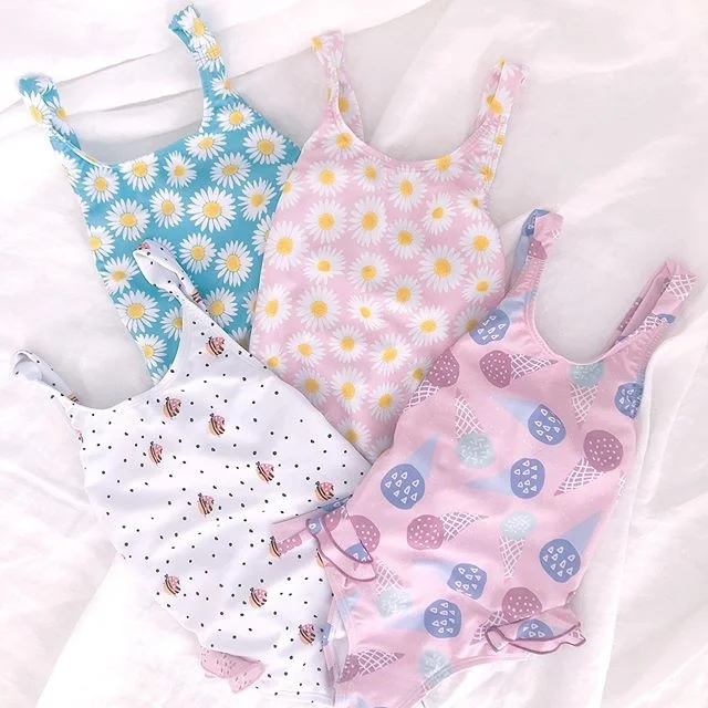 Милый детский купальник с оборками на заказ для девочек Производитель Купальников частной марки