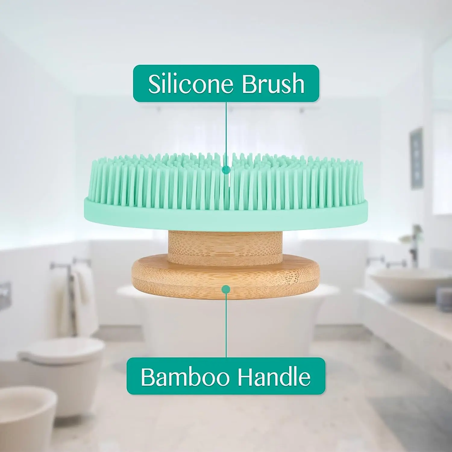 Private logo Bamboo Silicone Body head shampoo Scrubber Brush Shower Brush for Sensitive Skin of Man Woman Kids