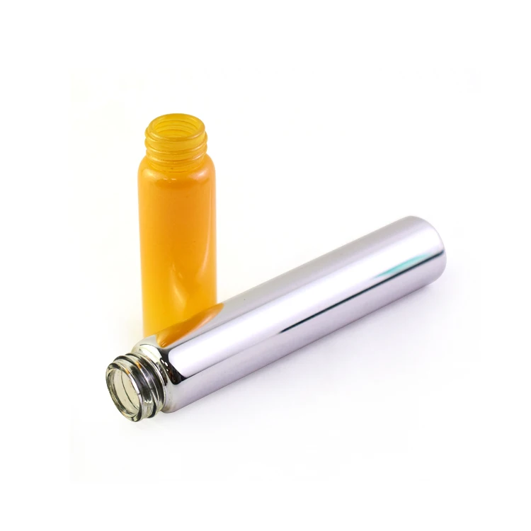 Golden Silver Electroplating Glass Empty Tube with Child Resistant Cap Rolling Paper Tubes Containers