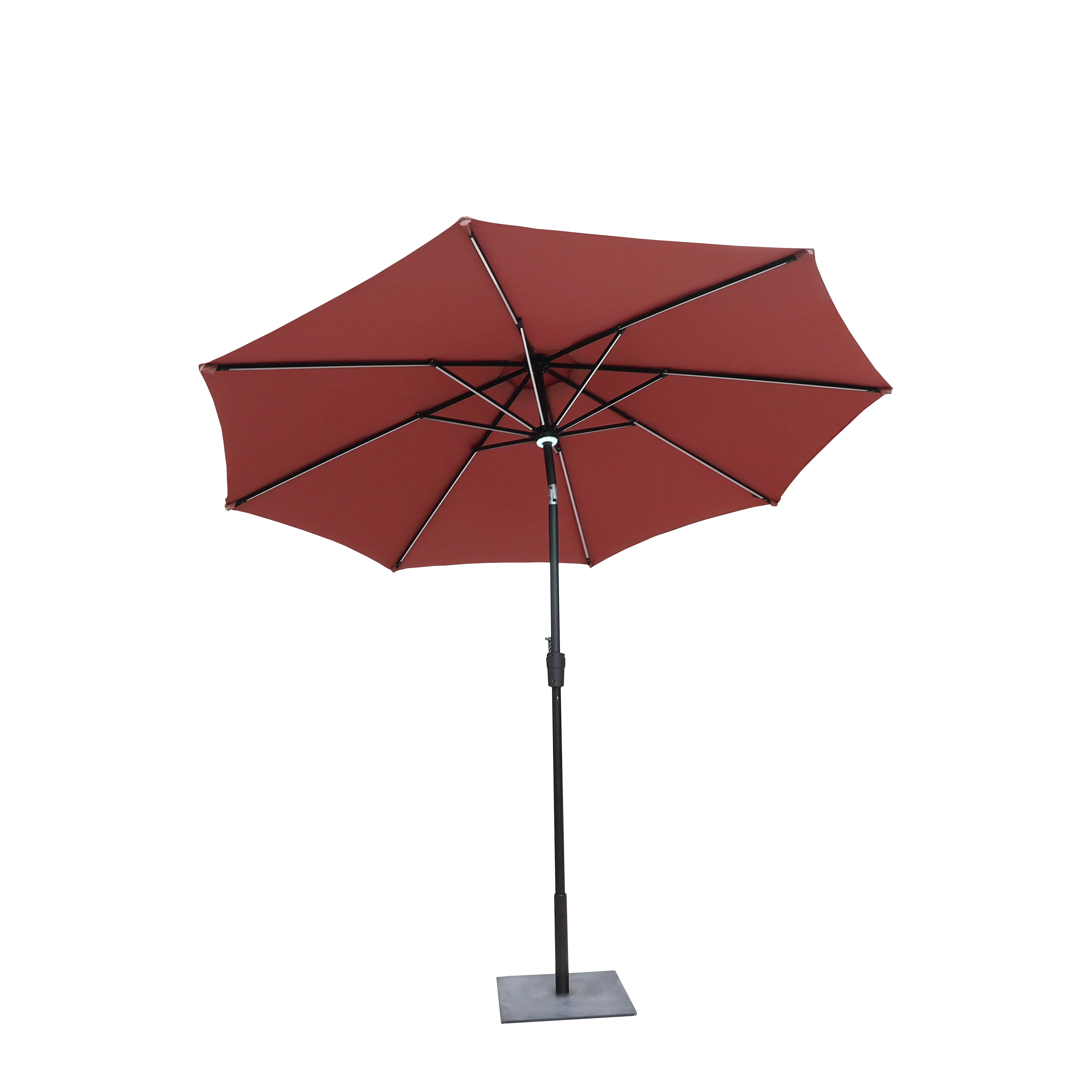 Steel Patio Umbrella 8 Ribs Button-Tilt Adjustment Outdoor Garden Parasol Ogrodowy Sea Umbrella with LED Light