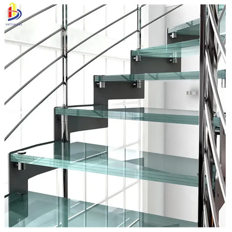 Factory custom ultra clear tempered laminated non-slip staircase floor step glass