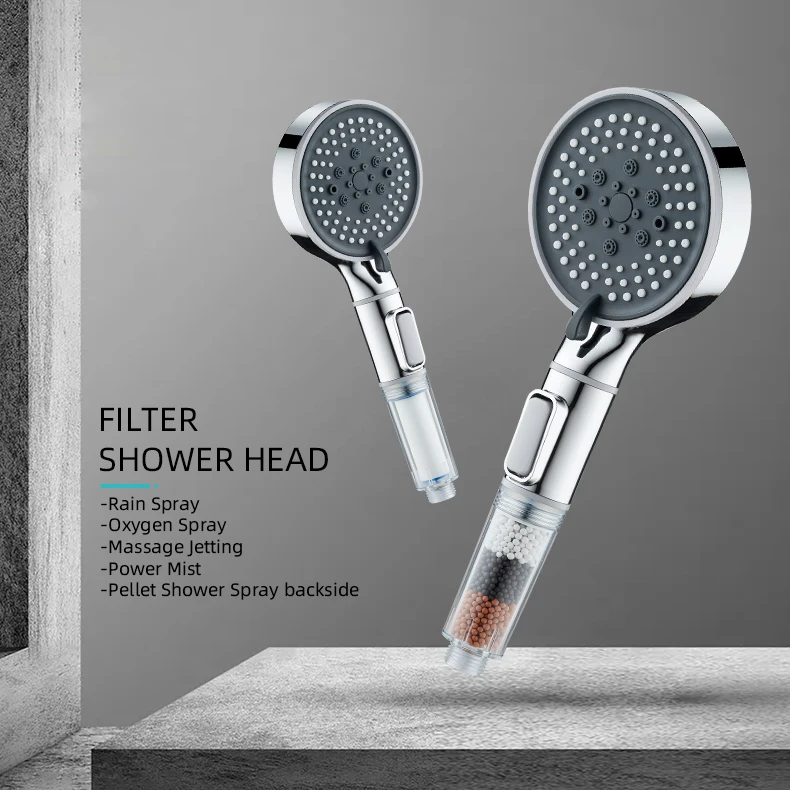 Button Select On off Back Massager Spray Filter Hand Shower with New 6 Functions