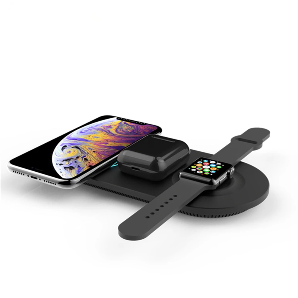 Беспроводное зарядное устройство MIQ 3 в 1 10 Вт подставка для Apple Watch/Mobile Phone/air pods встроенная зарядная панель с
