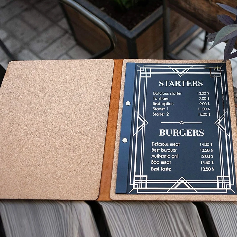 Genuine Leather Menu Cover Hotel Coffee Bar Dark Brown Menu Book Folder A4 Restaurant Menu Covers Leather