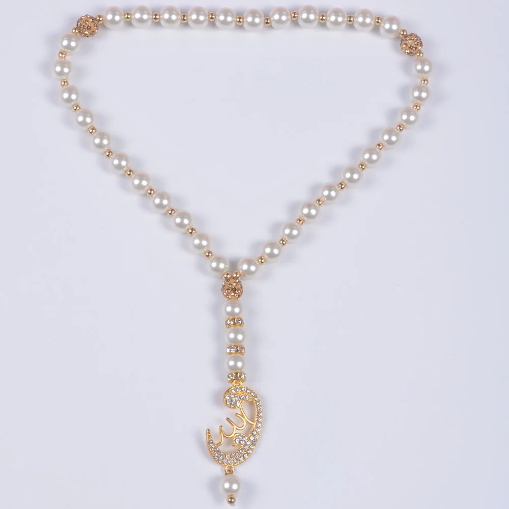 Tesbih 33 Pearl bead Islamic Prayer Beads Tesbih Allah Sibha Glass Muslim Rosary Tesbih Wholesale