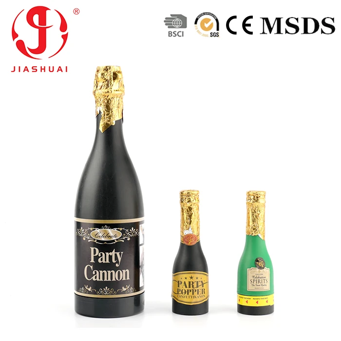 Low Moq Metallic Confetti Popper Wedding Party Bottle Shape Confetti Shooter Poppers