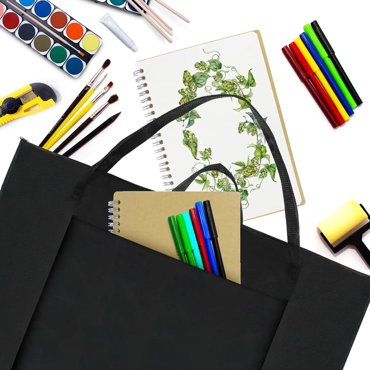 Lightweight Large Nylon Shoulder Tote Bag for Art Students Waterproof Storage for Poster Paint Board and Sketching Drawings Bag