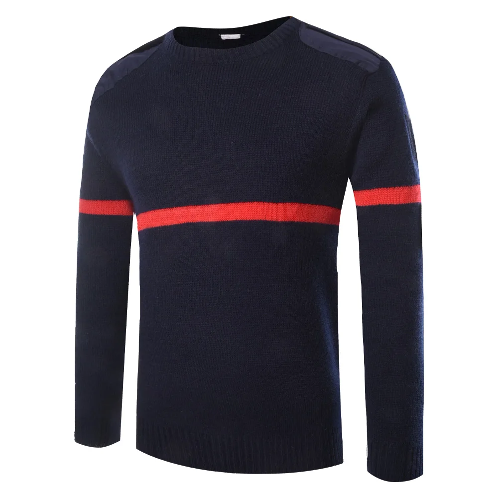 XINXING Custom Deep Blue Crew Neck Tactical Jumper Shoulder Patch Knitting Wool Jacket Winter Outdoor Duty Sweater