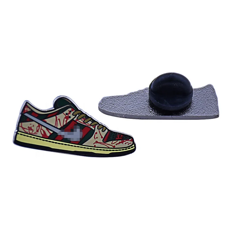  Customized Manufacturer Stock Metal Sports Sneaker Shoes Cartoon Hard Soft Enamel Badge Lapel