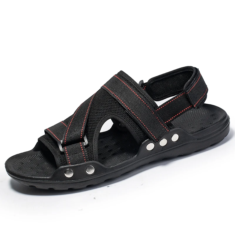 Модные Повседневные тапочки на заказ, черные мужские сандалии