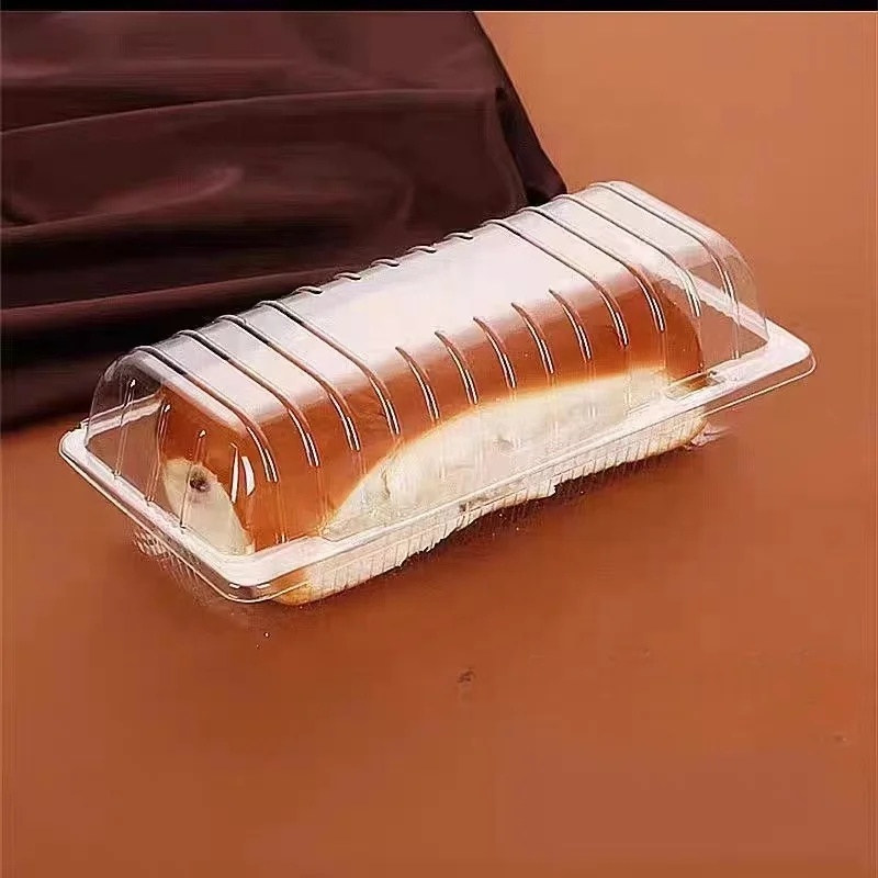 Factory Custom Transparent PET  Food Dessert Storage  Plastic Cake Loaf  Container With Lid Sandwich Chocolate Packaging Box