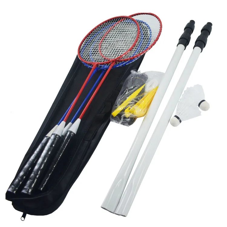 AT Wholesale Cheap Portable Badminton Racket Set Four Racquets Shuttlecocks Net with Carry Bag for Outdoor Sports Training