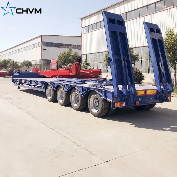 Hot Sell 4 Axles 80T-150T 16m low bed Gooseneck Lowboy Trailer LowBed Truck Trailer For Sale