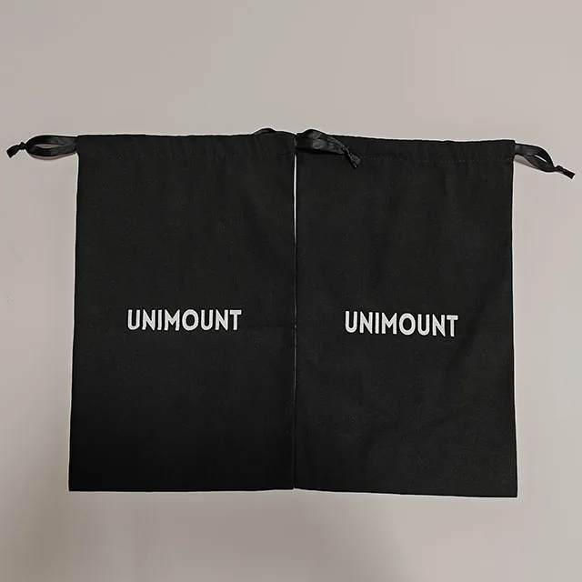 Custom Logo Printed Gift Black Cotton Double String Handbag Shoe Dust Drawstring Bags For Handbag