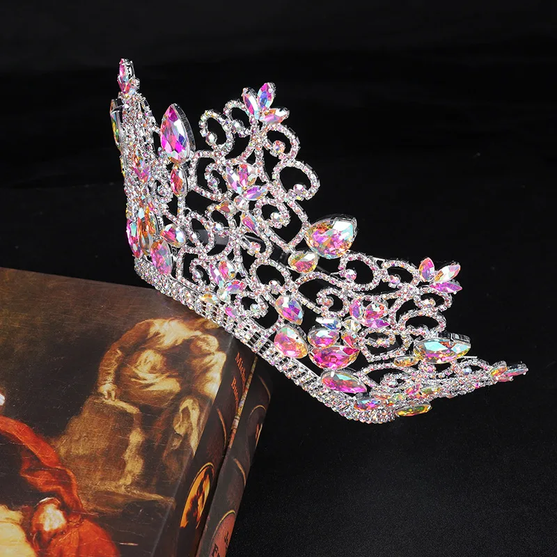 New European and American Colorful Crystal Zircon Crown Princess Birthday Baroque Alloy Crown