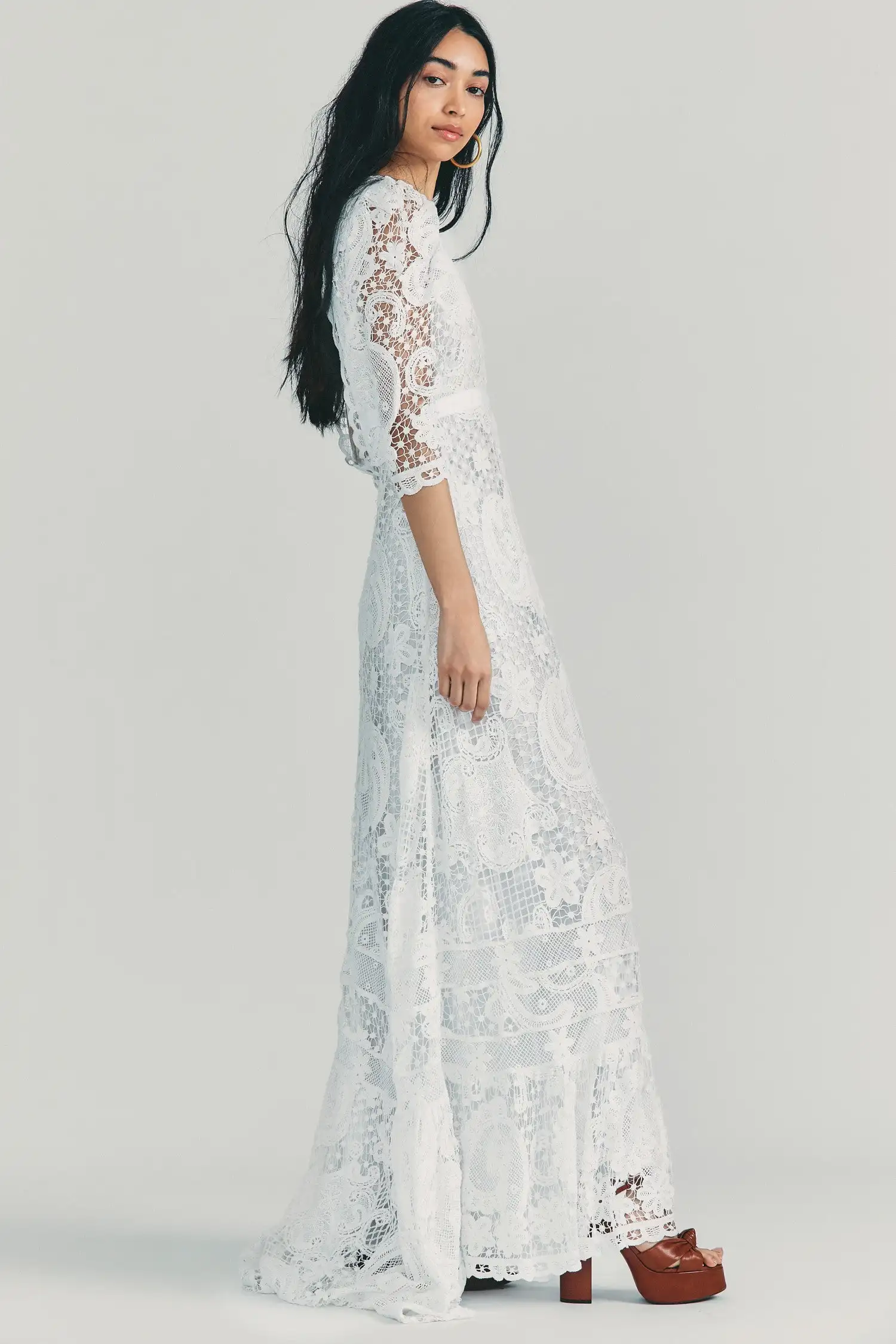 RedHK Customized High Quality New Crochet Ladies Elegant White Long Sleeve Lace womens Elegant casual dress