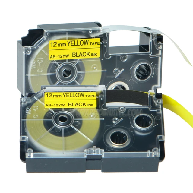Compatible For Casio Label Tape 12mm Black on Yellow XR 12YW Label Cassette Cartridge XR-12YW For KL7000 EZ Label Printer