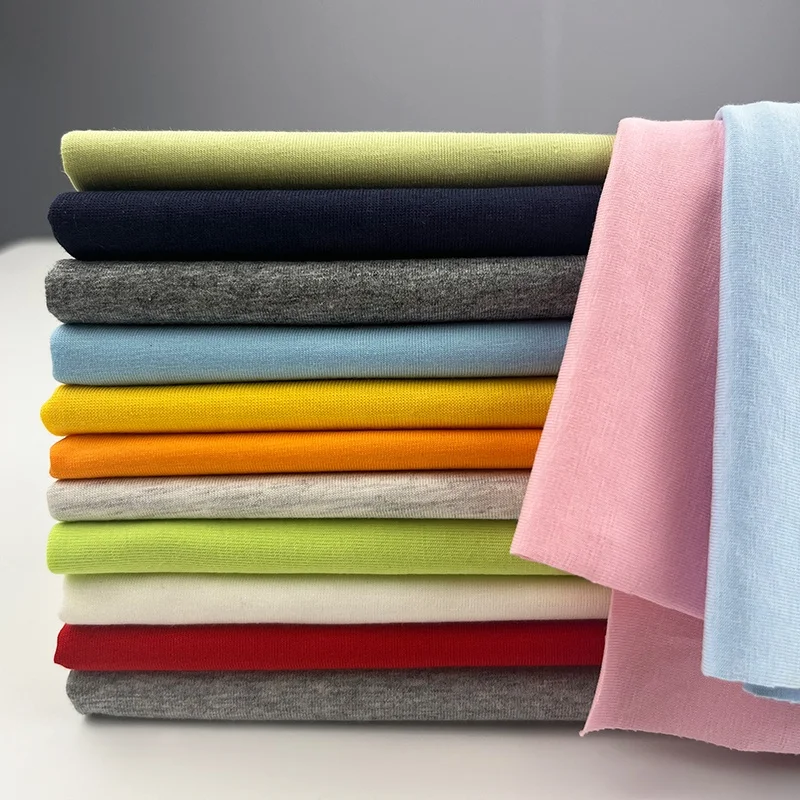 Высокое качество 160-220gsm 95% хлопок 5% спандекс Удобная дышащая трикотажная хлопчатобумажная ткань для футболок 180 200gsm