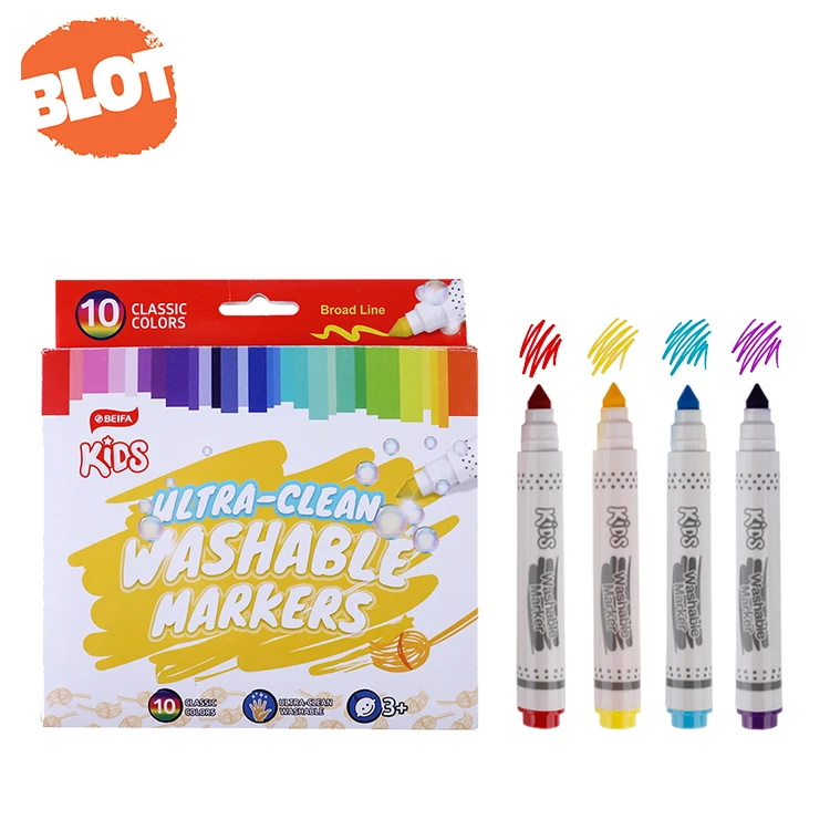 BLOT BRSY00008 10 PCS Broad Line Journal Washable Art Drawing Markers Water Color Pen For Kids
