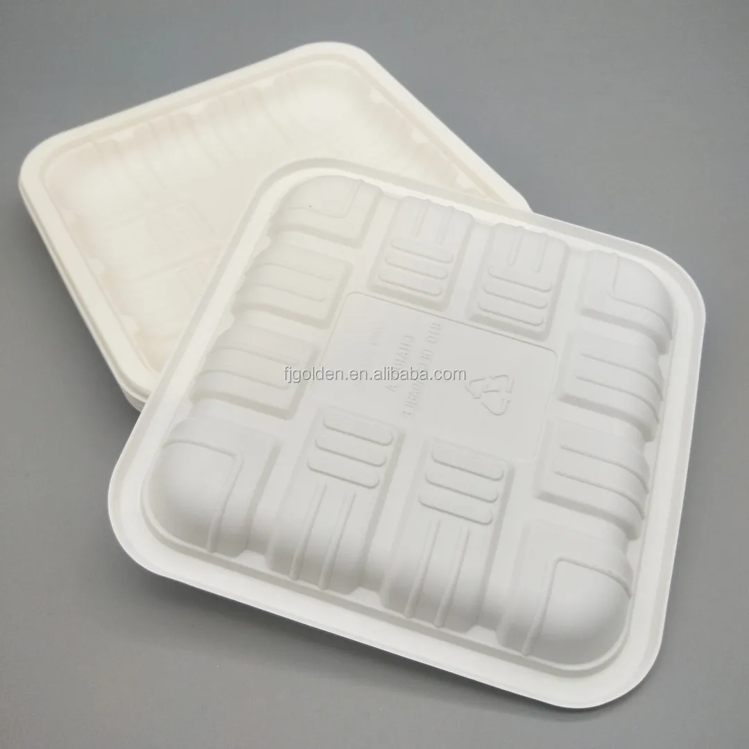 Amazon hot selling eco friendly 6 inch square shape made of corn starch disposable tray for fruit meat packaging