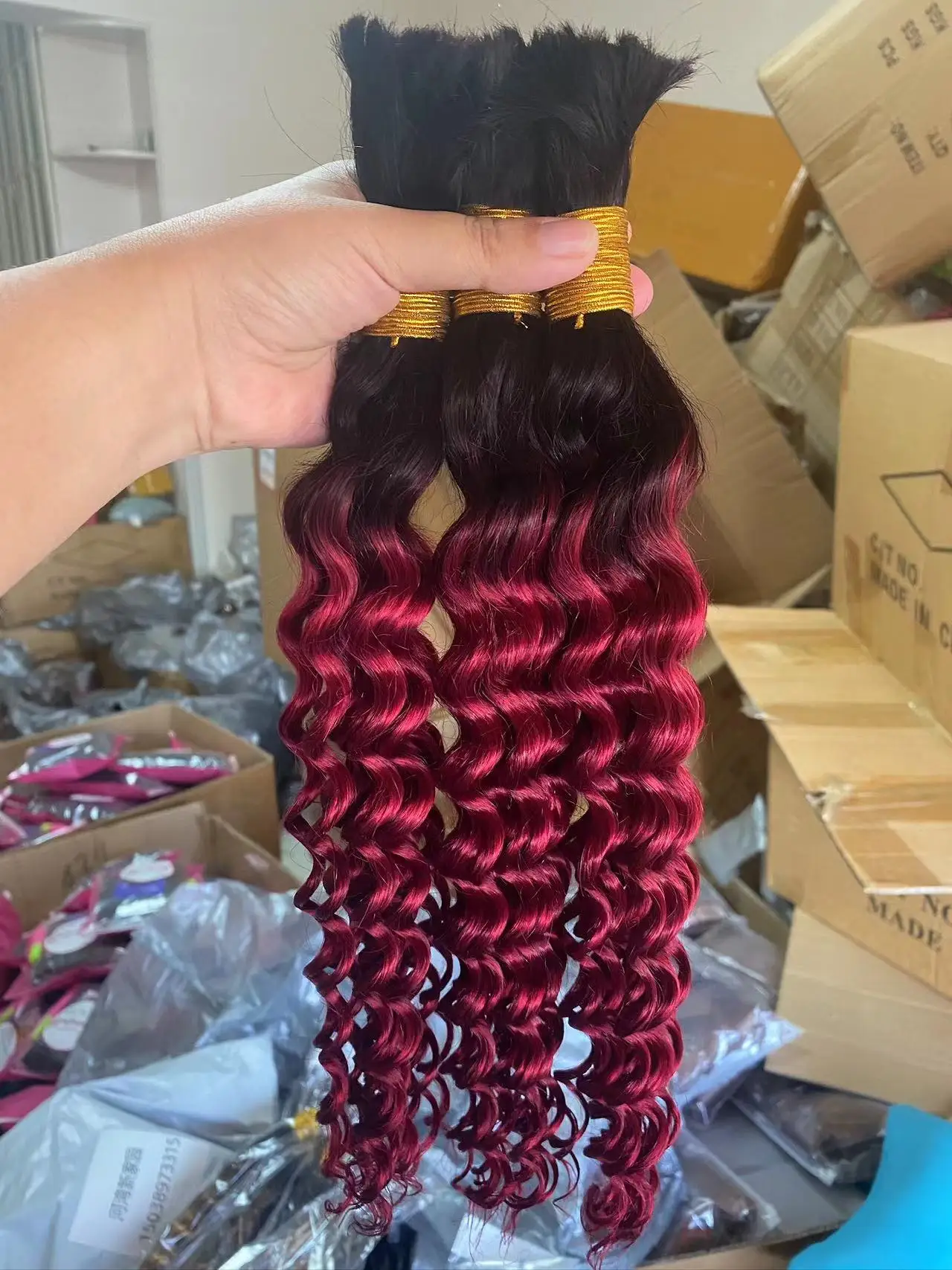 Bulk Human Hair For Braiding BoHo hairstyle No Weft Deep Wave Bulk Human Hair Braiding Bundle Hair Extension