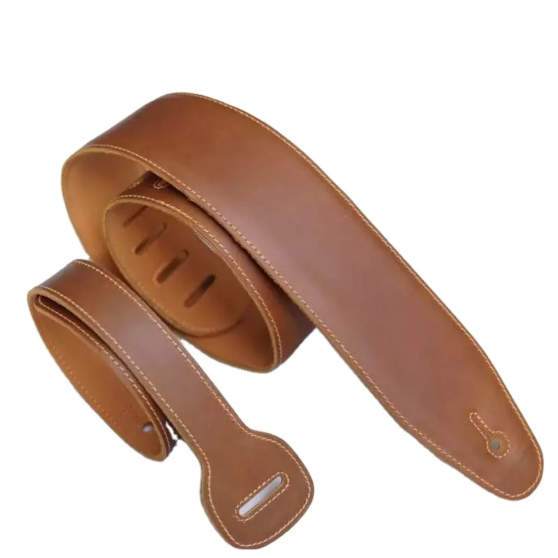 Custom Full Grain Genuine Padded Soft Leather Guitar Strap for Electric Acoustic  Guitars