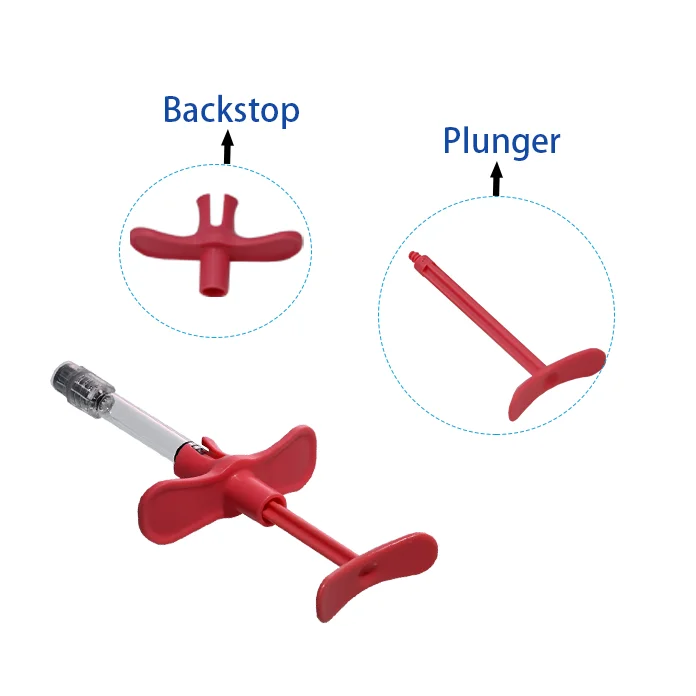 Factory price 1ml 1cc  cosmetic prefilled borosilicate glass syringes for dermal filler with plunger and backstop