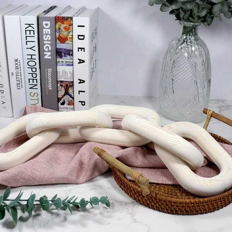 Decorative Wood Link Chain ,Farmhouse Aesthetic Wooden, Wooden Rustic Country Chain Decor