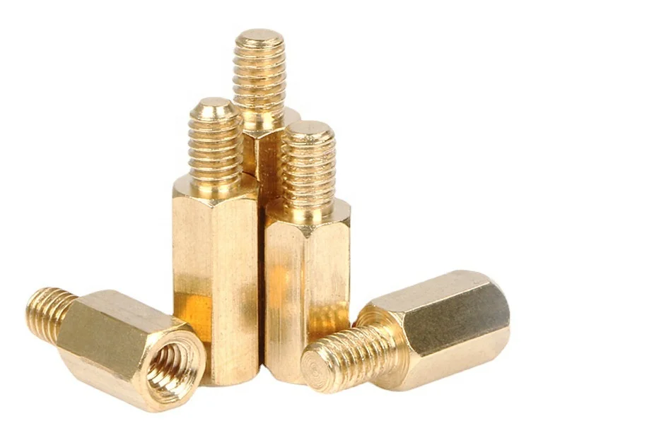 Custom double pass hexagonal copper column flat head hollow stud through hole chassis main board isolation copper column