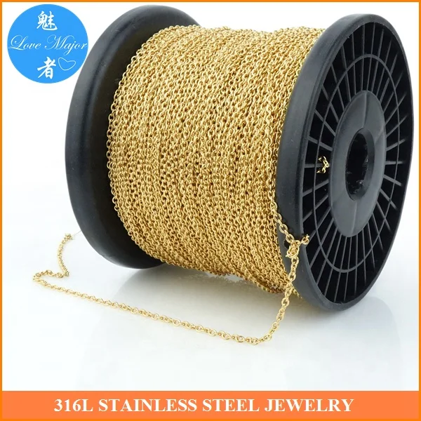 Gold Plated Fashion Stainless Steel Jewelry Necklace Making Oval Chain with Round Wire In Spool