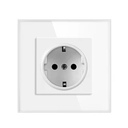 NOVSKI factory direct selling EU standard power socket crystal glass panel 220V 16A wall power socket 82*82mm