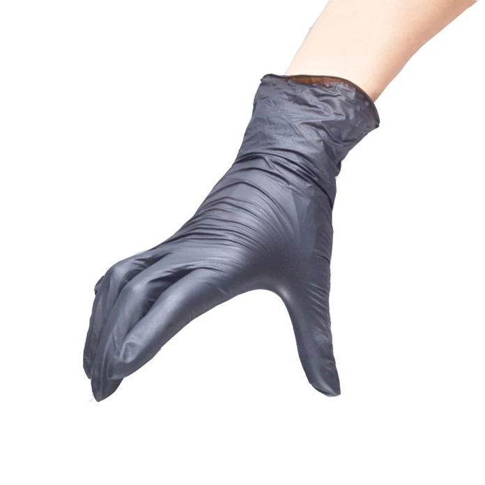 Cheap Powder Free Blended Nitrile Vinyl Synthetic Rubber Latex Black Nitrile Gloves Powder Free