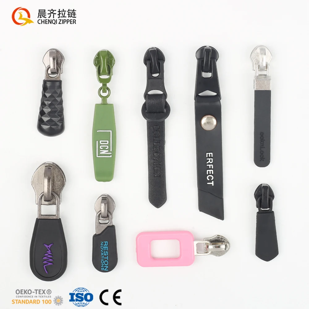 Factory Price Design Logo Custom Logo 5# 8# Colorful Pattern Injection Moulding Zipper Slider Puller Pull For Jackets