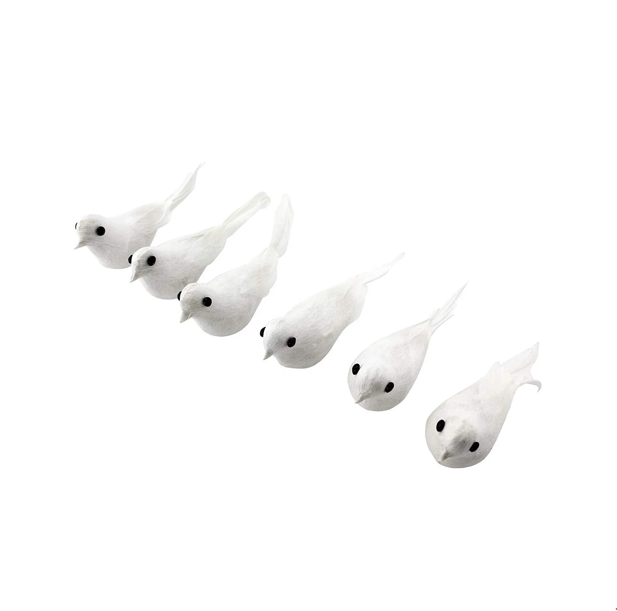 Artificial Feathered White Birds,Long Tail Artificial White Pigeon,Simulation Foam Craft Birds with Clips-on Christmas Tree