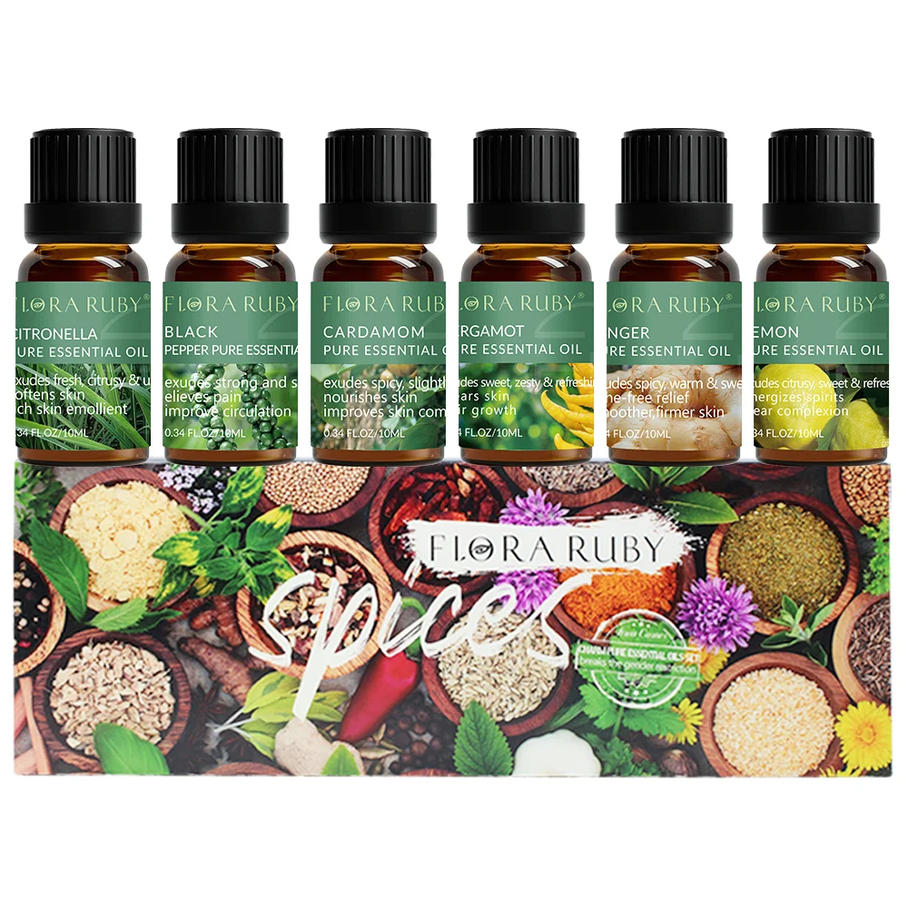 Wholesale Pure Essential oil Gift Set 6 bottles  Air Freshener Diffuser Aromatherapy Essential Oil