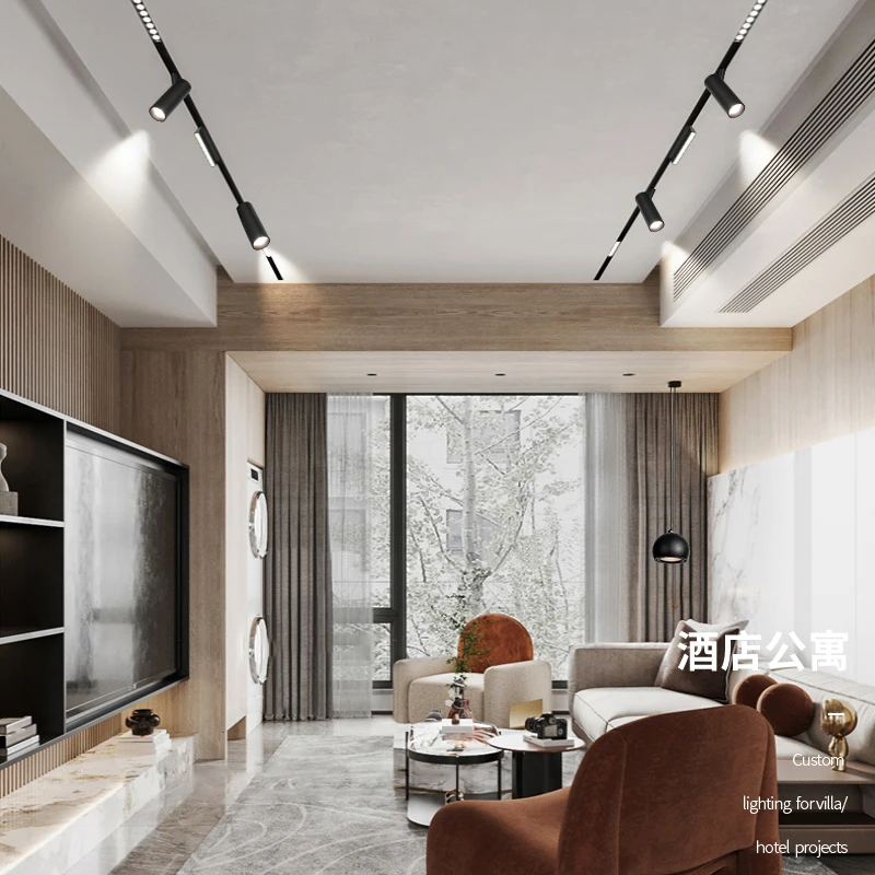 Modern track lights system zoom adjustable linear pendant led spot lamp magnetic track light