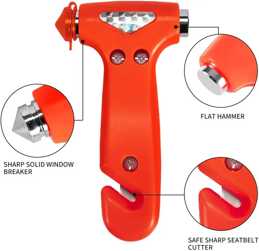 Car Safety Hammer, 3-in-1 Emergency Escape Tool with One Second Window Breaker and Seat Belt Cutter