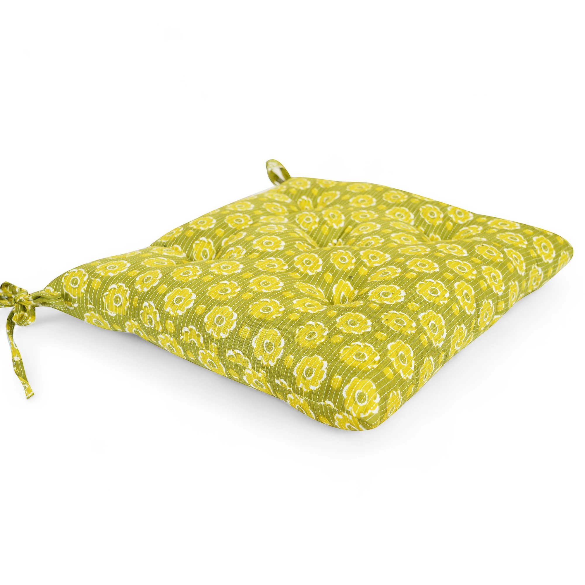 Hand Block Print Cotton Fabric Decorative Printed Chair Pads Chair Cushion Back Support Seat Cushion