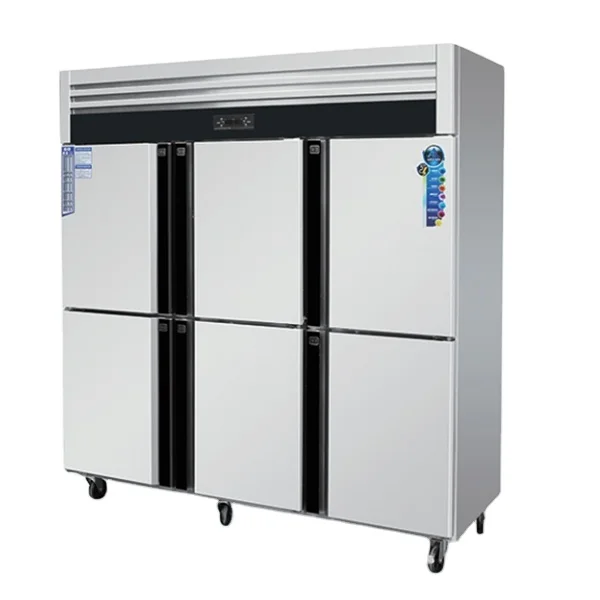 Commercial Air Cooled Kitchen 4 6 Door Stainless Steel Double Temperature Supermarket  Upright Freezer Refrigerator