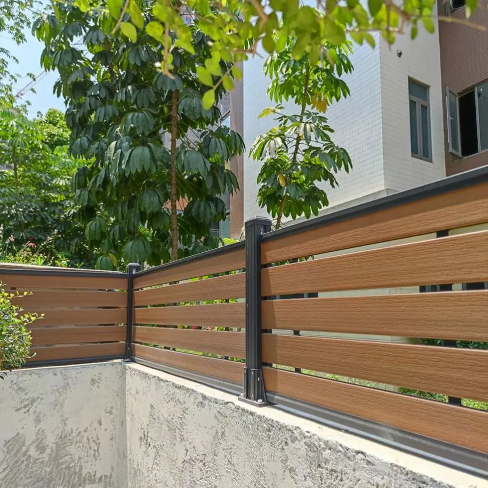 White composite privacy wpc slat fence customized 6ft x 8ft wood plastic