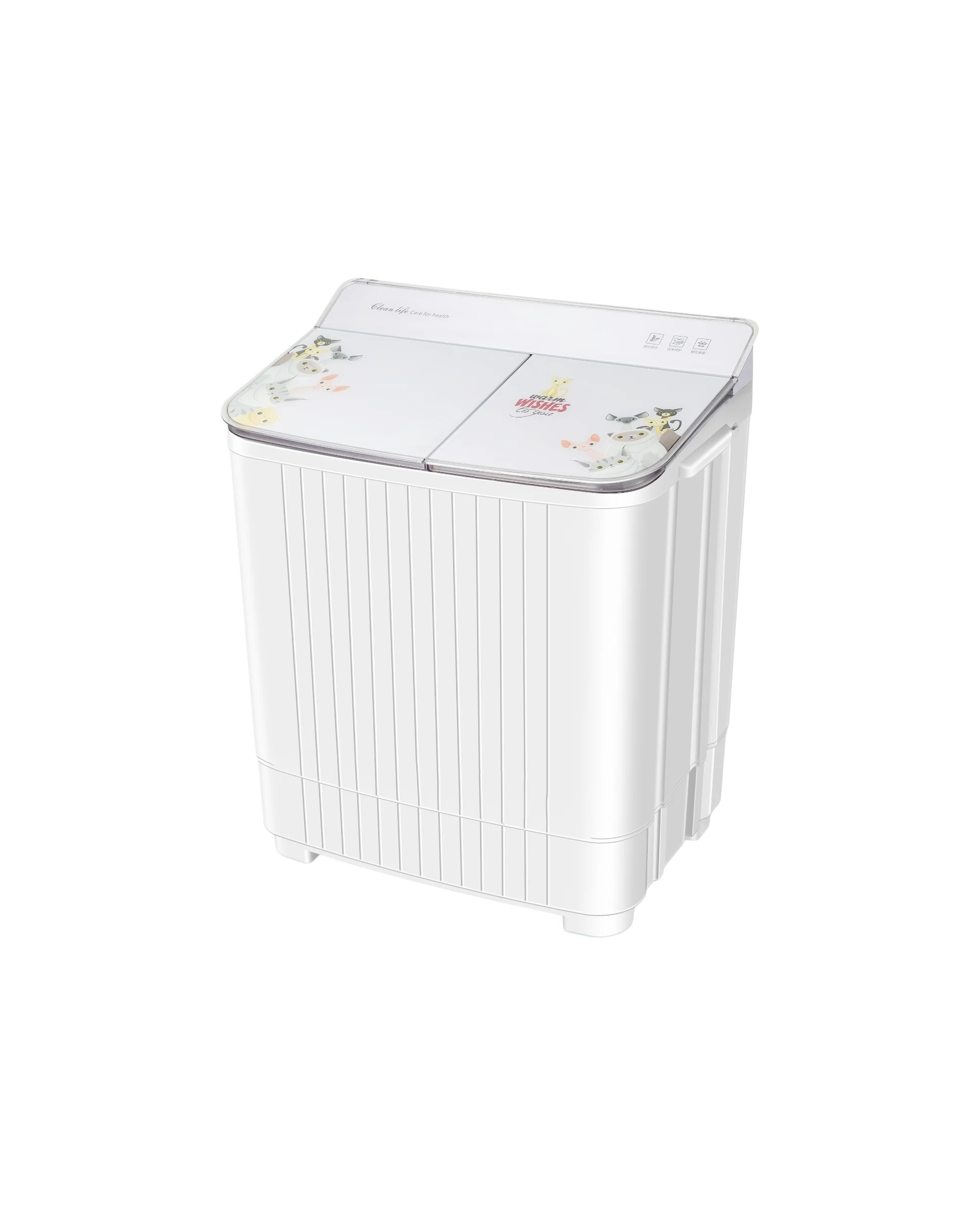 Double barrel semi-automatic household washing machine